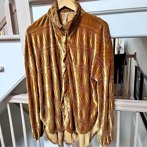 Free People My Best Velvet Blouse in Spiced Ginger XS NWOT - Picture 8 of 15